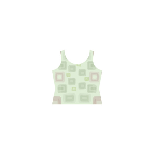 Green and Pink squares, back to 70's Sleeveless Splicing Shift Dress(Model D17)