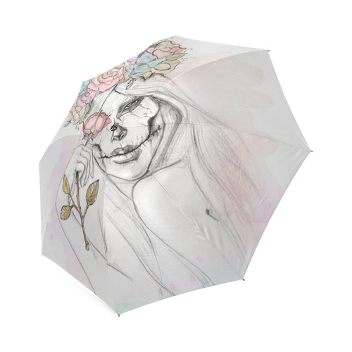 Boho Queen, skull girl, watercolor woman Foldable Umbrella (Model U01)