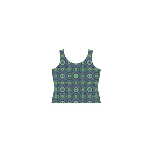 Green and Blue Stitched  Pattern Sleeveless Splicing Shift Dress(Model D17)