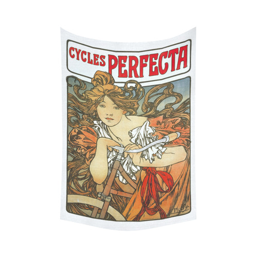Cycles Perfecta Alphonse Mucha Art Nouveau Cotton Linen Wall Tapestry 60"x 90"