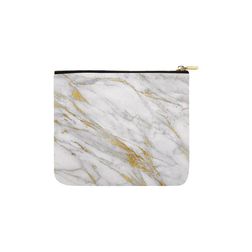 italian Marble, white and gold Carry-All Pouch 6''x5''