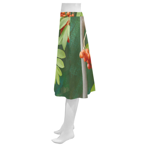 Watercolor Rowan tree - Sorbus aucuparia Mnemosyne Women's Crepe Skirt (Model D16)