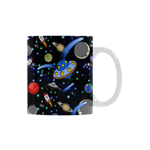 Galaxy Universe - Planets, Stars, Comets, Rockets White Mug(11OZ)