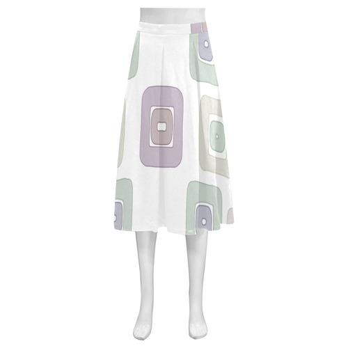 Green and Purple Squares Mnemosyne Women's Crepe Skirt (Model D16)