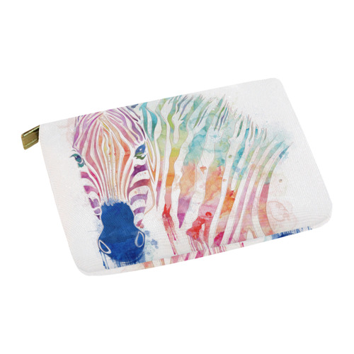 watercolor rainbow zebra Carry-All Pouch 12.5''x8.5''