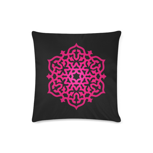 New pillow edition with hand-drawn Mandala art. Pink and black Custom Zippered Pillow Case 16"x16"(Twin Sides)
