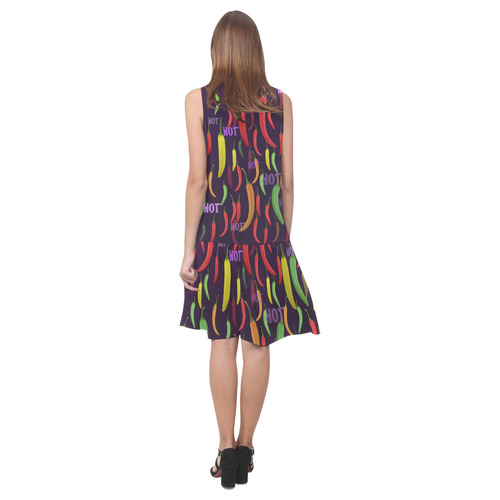 Hot Peperoni Sleeveless Splicing Shift Dress(Model D17)