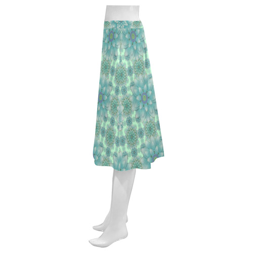 Turquoise Happiness Mnemosyne Women's Crepe Skirt (Model D16)