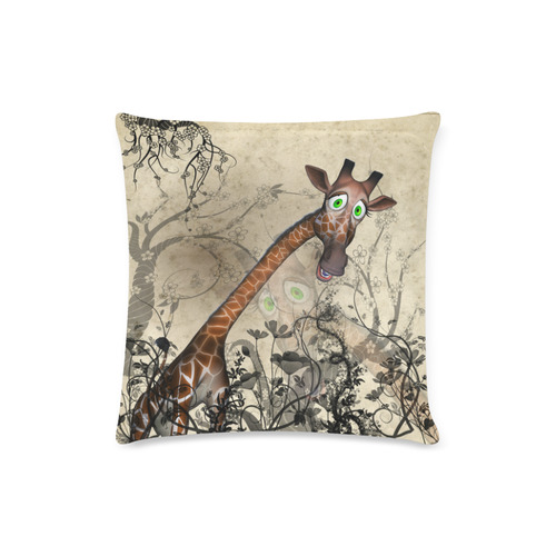 Funny, happy giraffe Custom Zippered Pillow Case 16"x16"(Twin Sides)