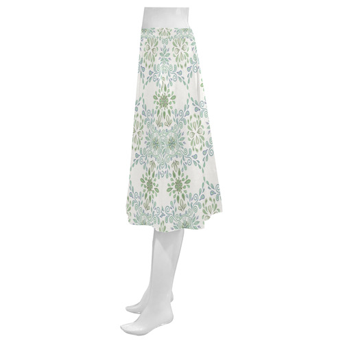 Blue and Green pattern Mnemosyne Women's Crepe Skirt (Model D16)