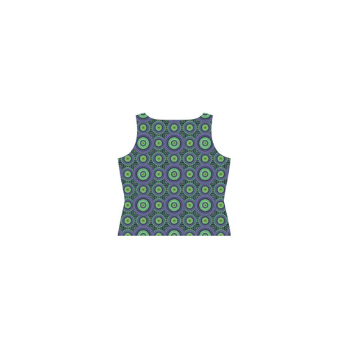 Green and Blue Stitched  Pattern Sleeveless Splicing Shift Dress(Model D17)