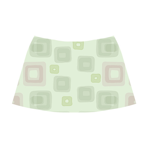 Green and Pink squares, back to 70's Mnemosyne Women's Crepe Skirt (Model D16)