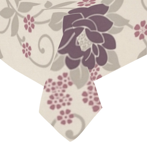 Vintage Burgundy Floral Wallpaper Pattern Cotton Linen Tablecloth 60"x 84"