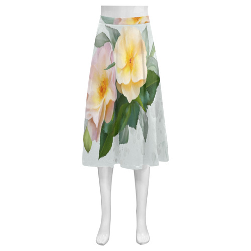 Wild Roses Mnemosyne Women's Crepe Skirt (Model D16)