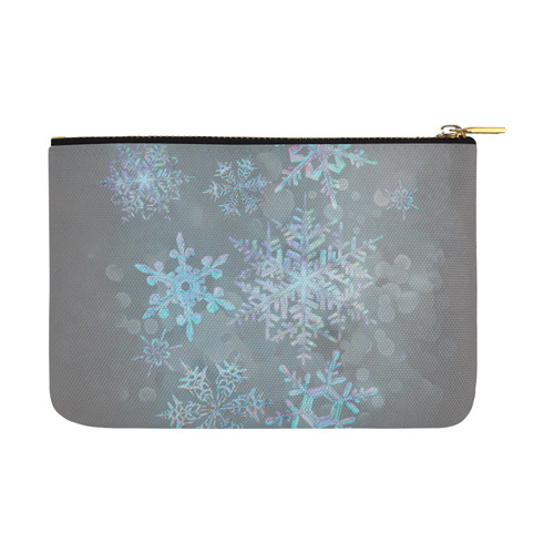 Snowflakes, snow, white and blue Carry-All Pouch 12.5''x8.5''
