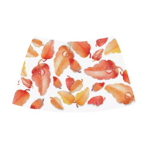 Red- orange leaves Mnemosyne Women's Crepe Skirt (Model D16)