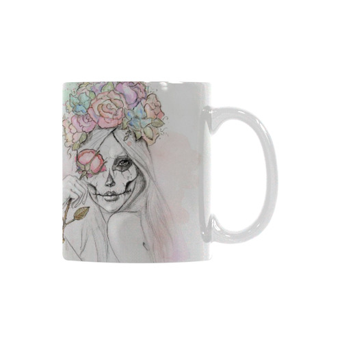 Boho Queen, skull girl, watercolor woman White Mug(11OZ)