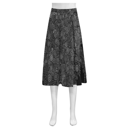 Black and White Rose Mnemosyne Women's Crepe Skirt (Model D16)