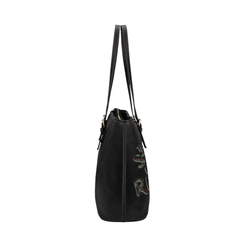 girl struggle is real Leather Tote Bag/Large (Model 1651)