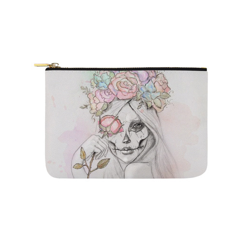 Boho Queen, skull girl, watercolor woman Carry-All Pouch 9.5''x6''