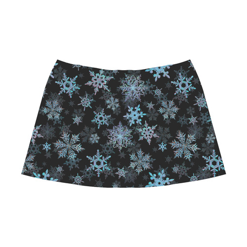 Snowflakes, Blue snow, stitched Mnemosyne Women's Crepe Skirt (Model D16)