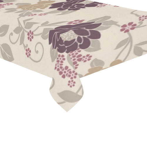 Vintage Burgundy Floral Wallpaper Pattern Cotton Linen Tablecloth 60"x 104"