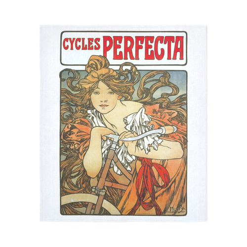Cycles Perfecta Alphonse Mucha Art Nouveau Cotton Linen Wall Tapestry 51"x 60"