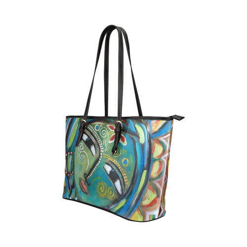 Green Goddess Leather Tote Bag/Small (Model 1651)