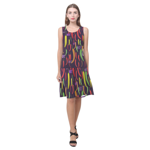 Hot Peperoni Sleeveless Splicing Shift Dress(Model D17)