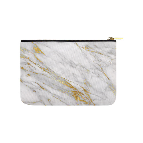 italian Marble, white and gold Carry-All Pouch 9.5''x6''