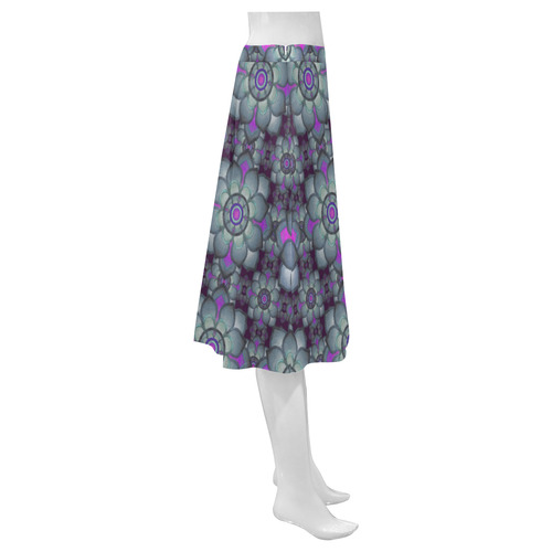 Hot Pink, teal Mnemosyne Women's Crepe Skirt (Model D16)