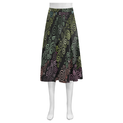 Psychedelic pastel rainbow Mnemosyne Women's Crepe Skirt (Model D16)