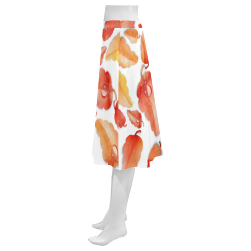 Red- orange leaves Mnemosyne Women's Crepe Skirt (Model D16)