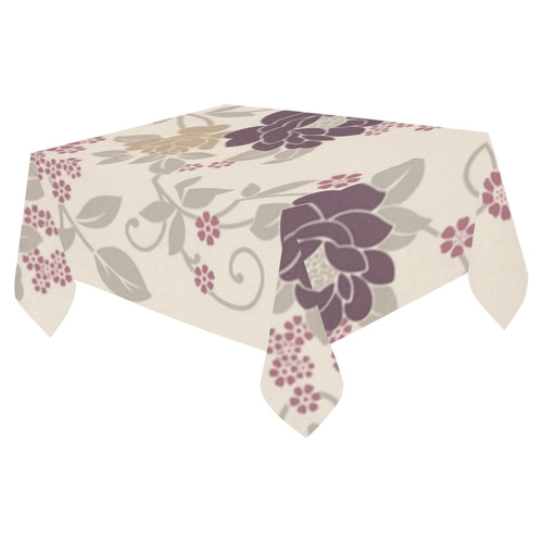 Vintage Burgundy Floral Wallpaper Pattern Cotton Linen Tablecloth 52"x 70"