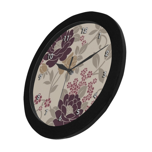 Beautiful Vintage Burgundy Floral Wallpaper Circular Plastic Wall clock