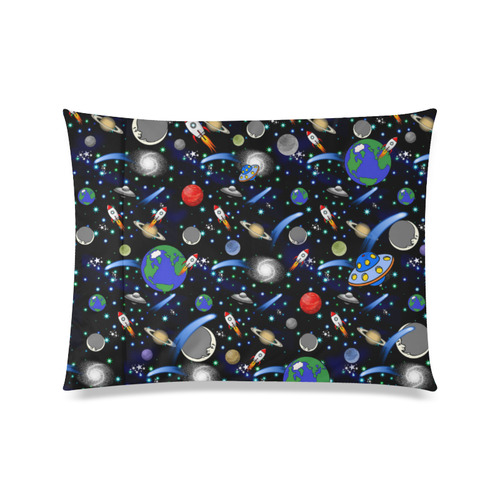 Galaxy Universe - Planets, Stars, Comets, Rockets Custom Zippered Pillow Case 20"x26"(Twin Sides)