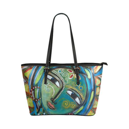 Green Goddess Leather Tote Bag/Small (Model 1651)