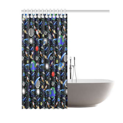 Galaxy Universe - Planets, Stars, Comets, Rockets Shower Curtain 60"x72"