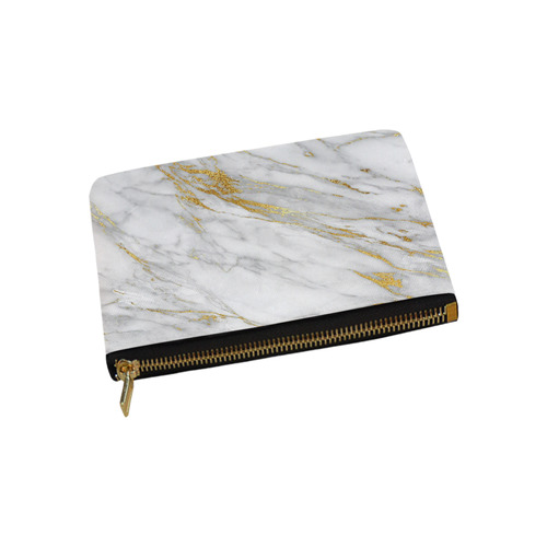 italian Marble, white and gold Carry-All Pouch 9.5''x6''