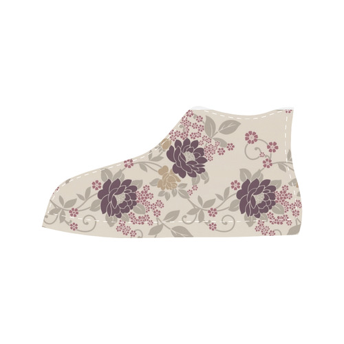 Vintage Burgundy Floral Wallpaper Pattern Aquila High Top Microfiber Leather Women's Shoes (Model 032)