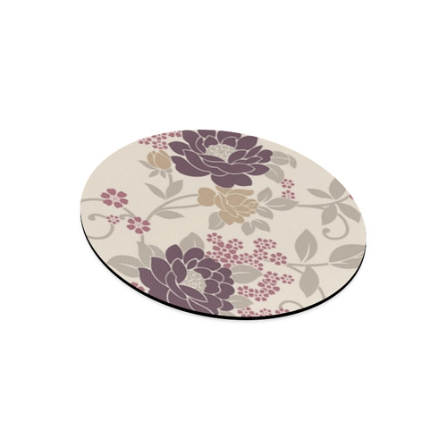 Beautiful Vintage Burgundy Floral Wallpaper Round Mousepad