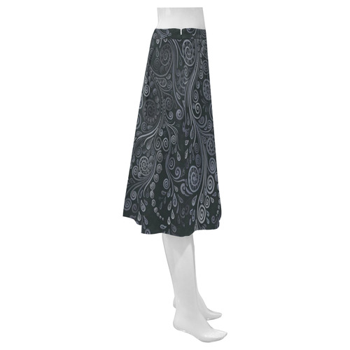 Soft Blue 3D Ornamental Mnemosyne Women's Crepe Skirt (Model D16)