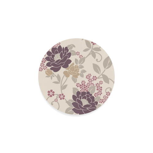Beautiful Vintage Burgundy Floral Wallpaper Round Coaster