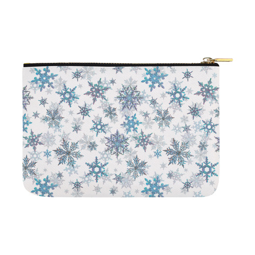 Snowflakes, Blue snow, stitched Carry-All Pouch 12.5''x8.5''