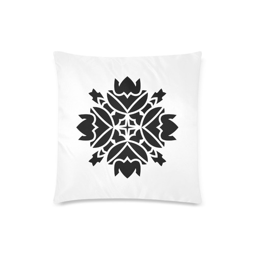 Luxury designers pillow with hand-drawn Mandala art. Black and white. Custom Zippered Pillow Case 18"x18" (one side)