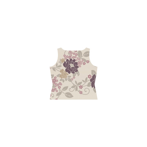 Vintage Burgundy Floral Wallpaper Pattern Sleeveless Splicing Shift Dress(Model D17)