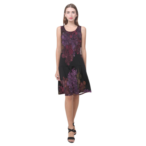 Psychedelic 3D Rose Sleeveless Splicing Shift Dress(Model D17)