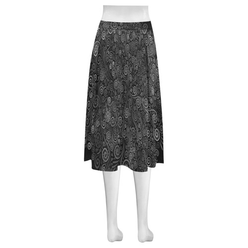 Black and White Rose Mnemosyne Women's Crepe Skirt (Model D16)