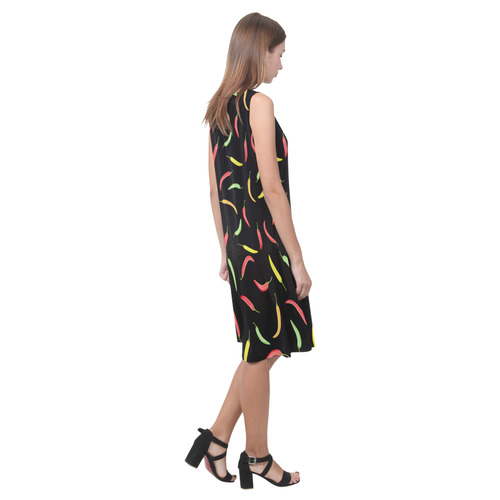 Chilli Peppar Sleeveless Splicing Shift Dress(Model D17)