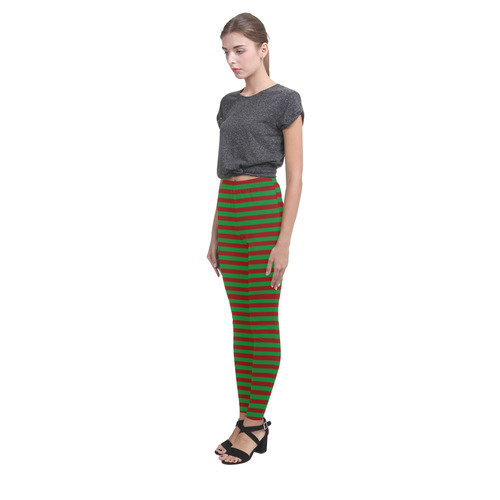 Christmas Stripes Red and Green Stripes Cassandra Women's Leggings (Model L01)